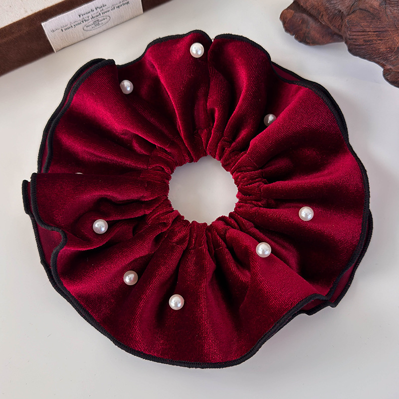 Vintage Sammets Hårsnodd Med Pärlor Stor Storlek