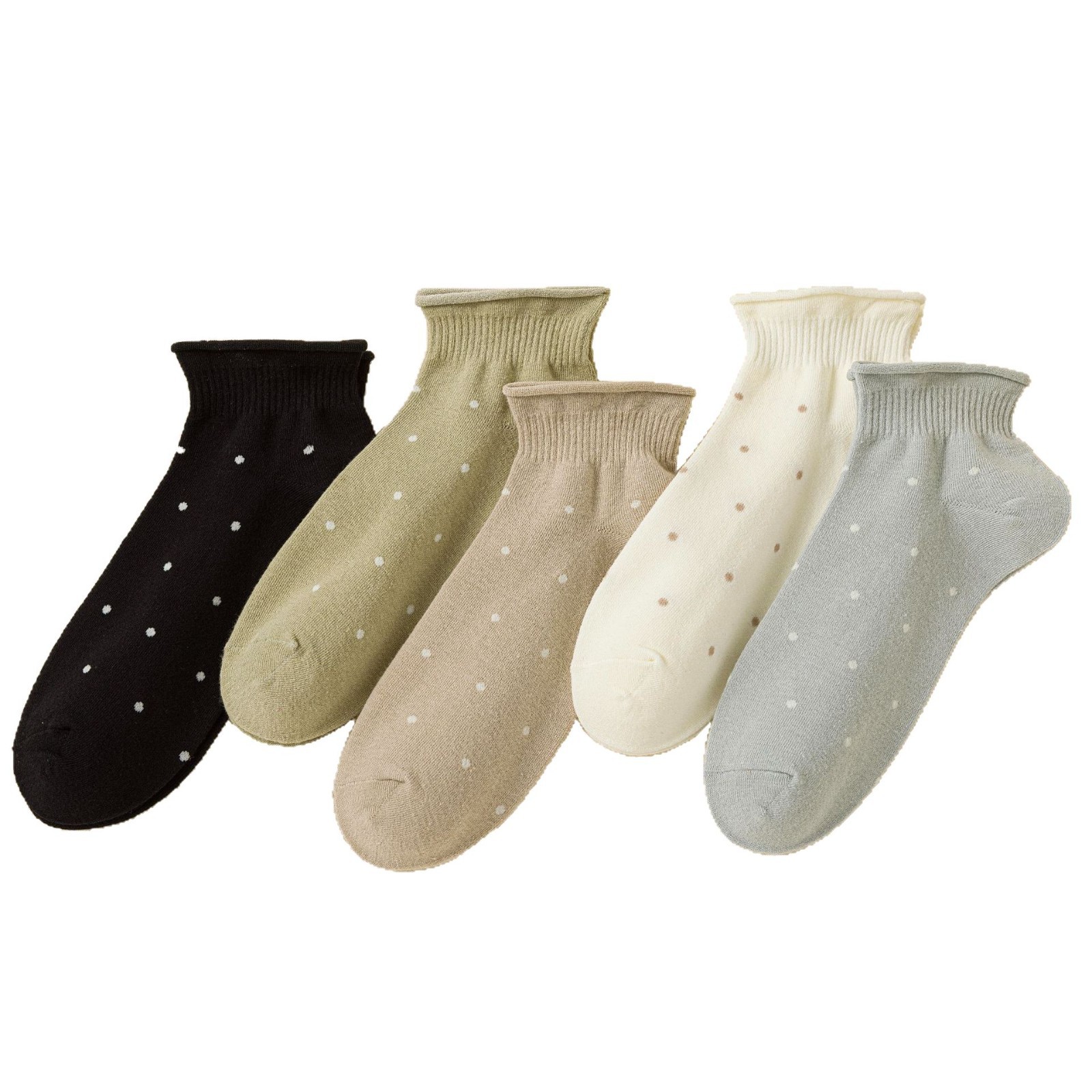 ถุงเท้าข้อม้วนผู้หญิงลายพวงค์ดอต