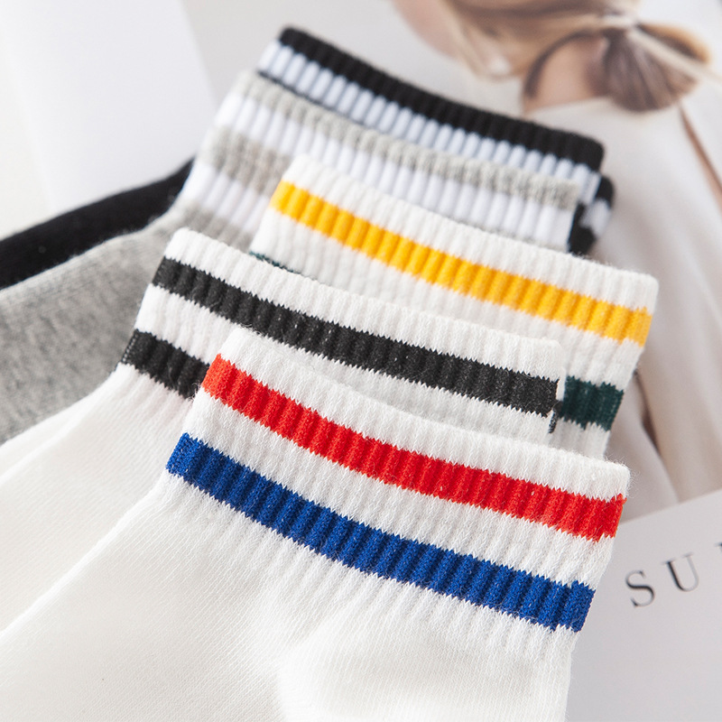 여성용 투 스트라이프 발목 양말