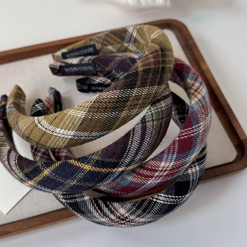 Cinta Ancha Preppy de Cuadros Vintage