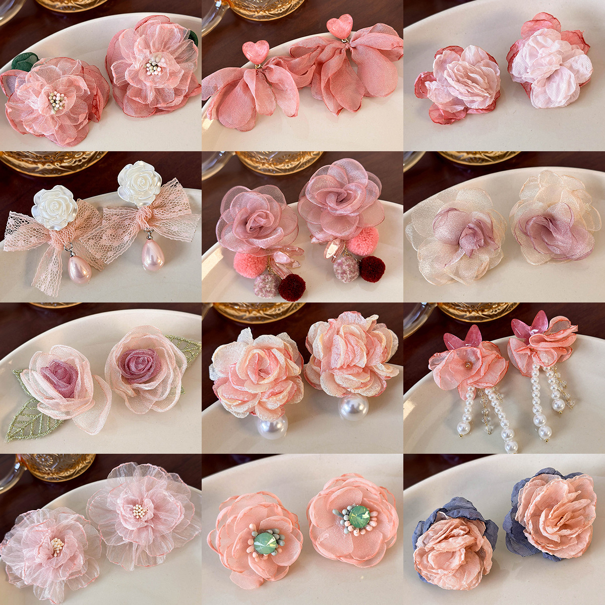 메쉬 플라워 이어링