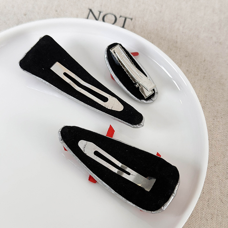 Barrette à Cheveux en Cuir avec Nœud Rouge