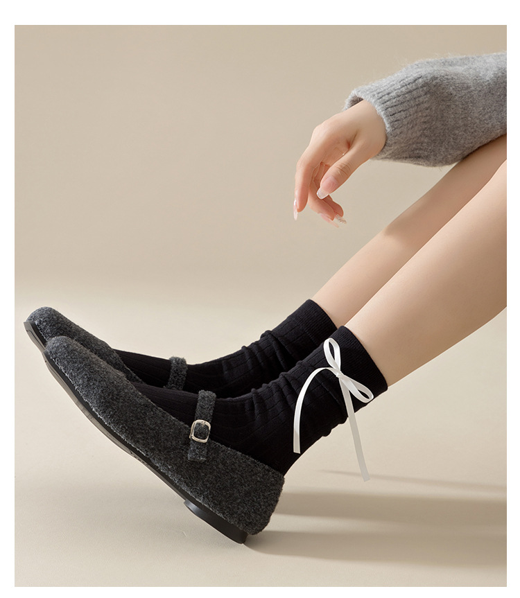 Meias Mid-Calf com Laço