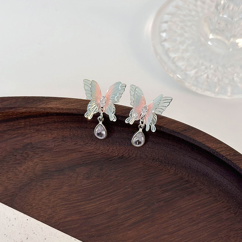 Přechodové Růžové Motýlí Náušnice