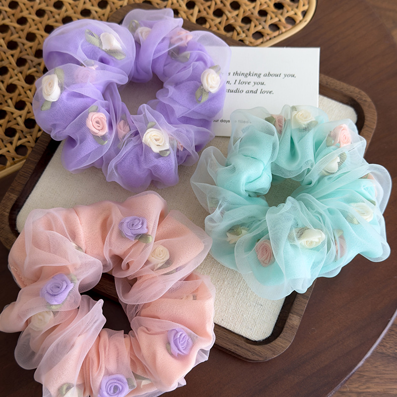 Hair Scrunchie with Double Roses