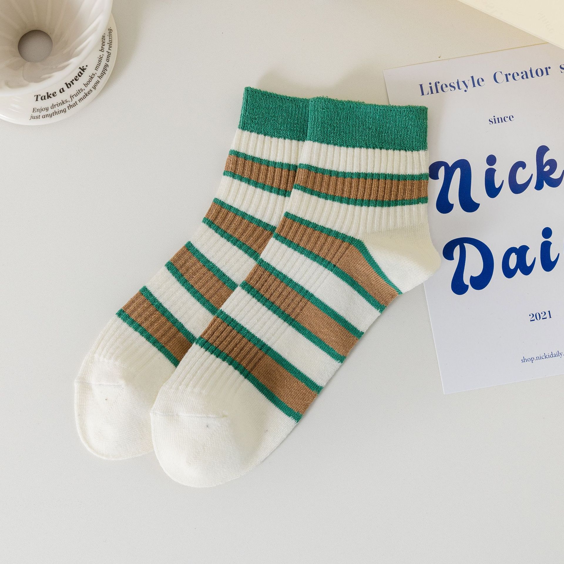 Randiga Bomullsstrumpor