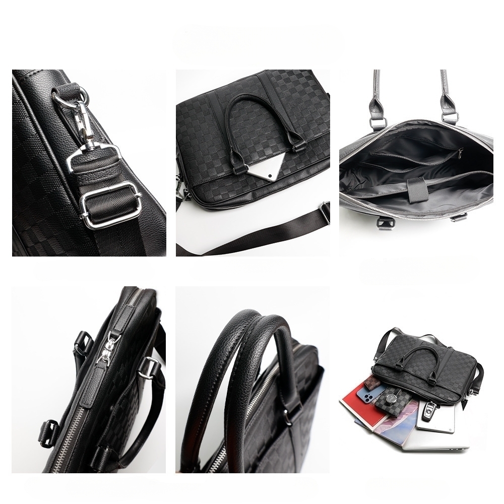 حقيبة أعمال رجالية منقوشة بمربعات