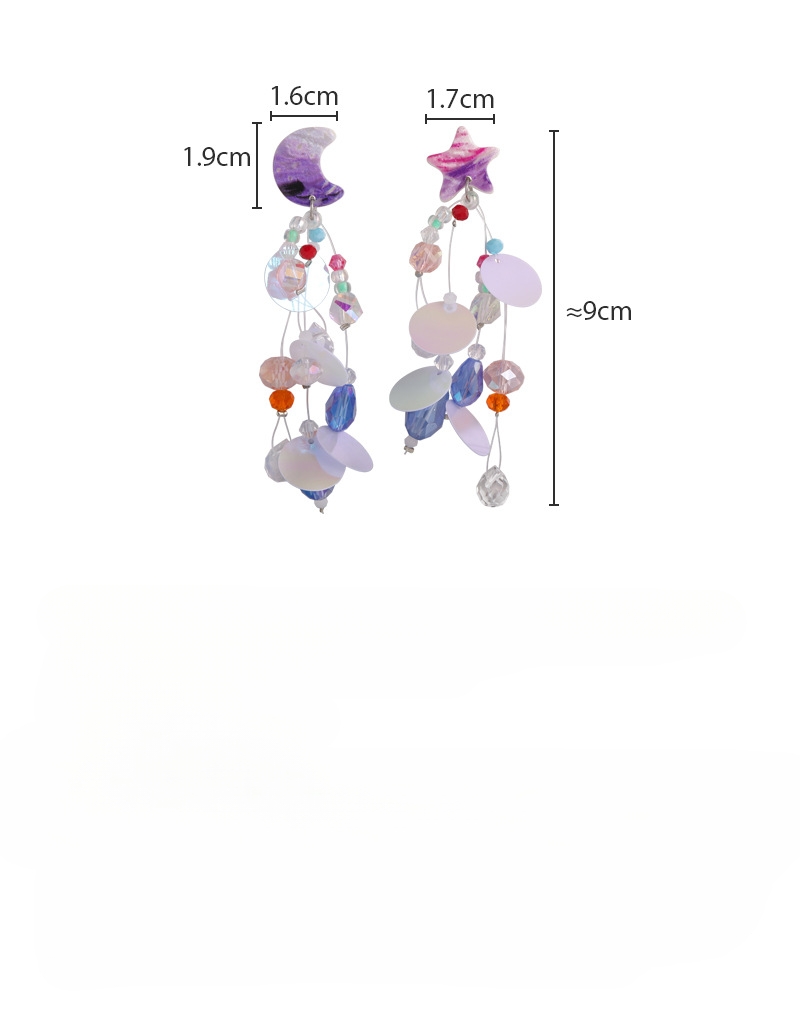أقراط كريستال مع قلائد القمر والنجوم