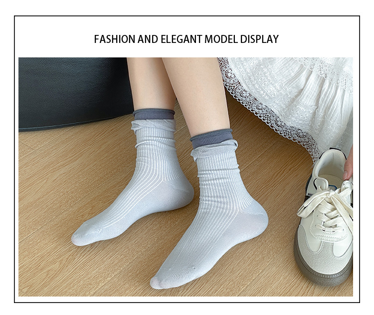 Meias Cano Médio de Algodão Penteado