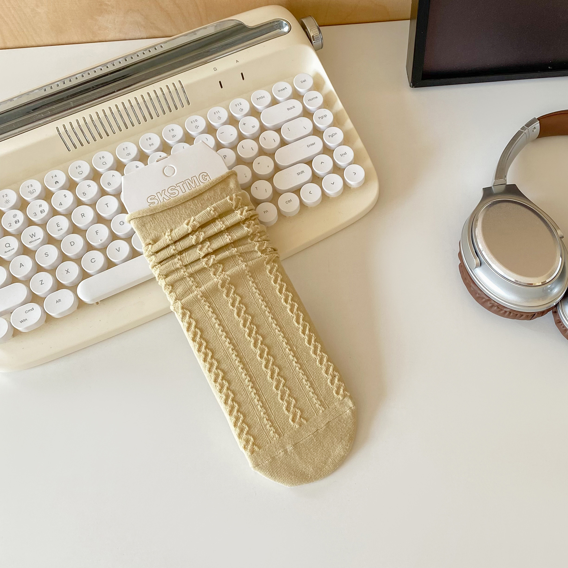 Meias de Algodão com Ponto de Tricô