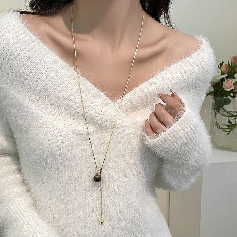 Dây chuyền dài Tiger's Eye điều chỉnh được