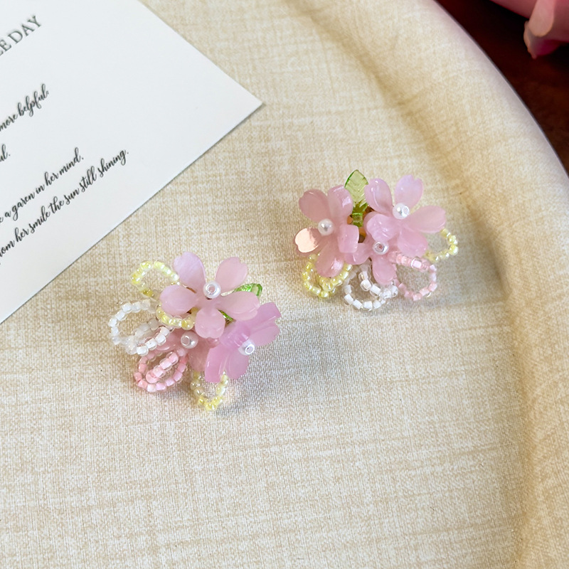 컬러풀 비즈 플라워 귀걸이