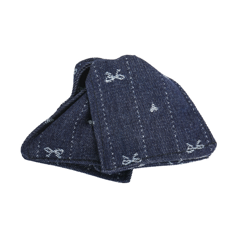 Agravă Triunghiulară din Denim cu Fundiță