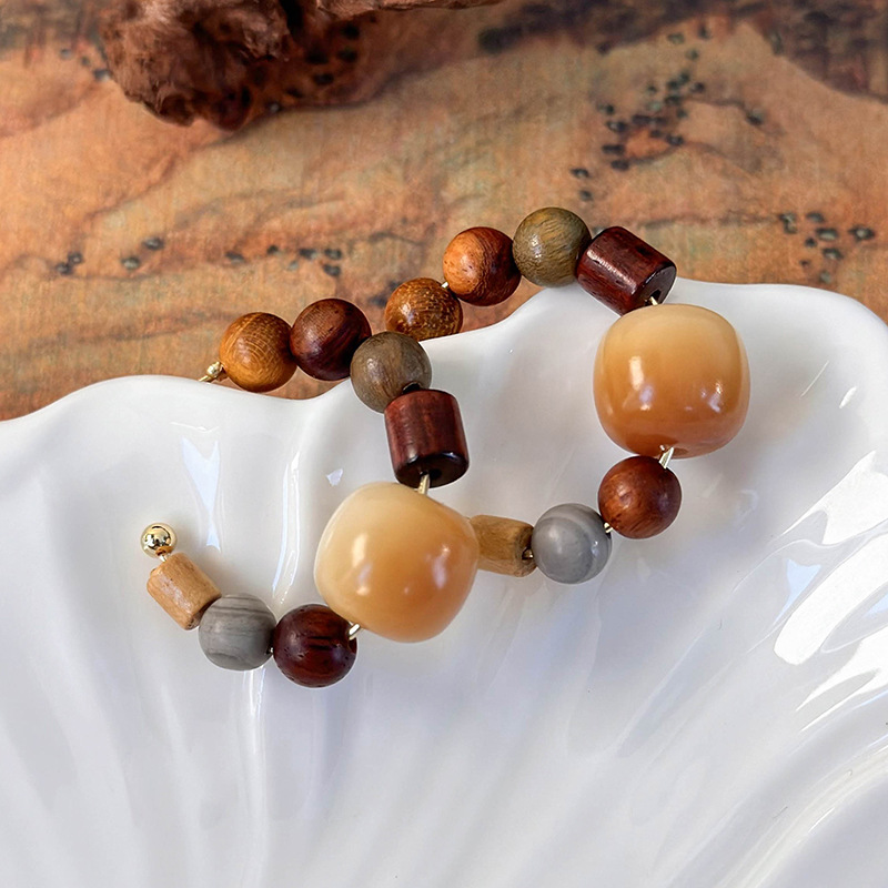 Orecchini a Cerchio in Legno Vintage