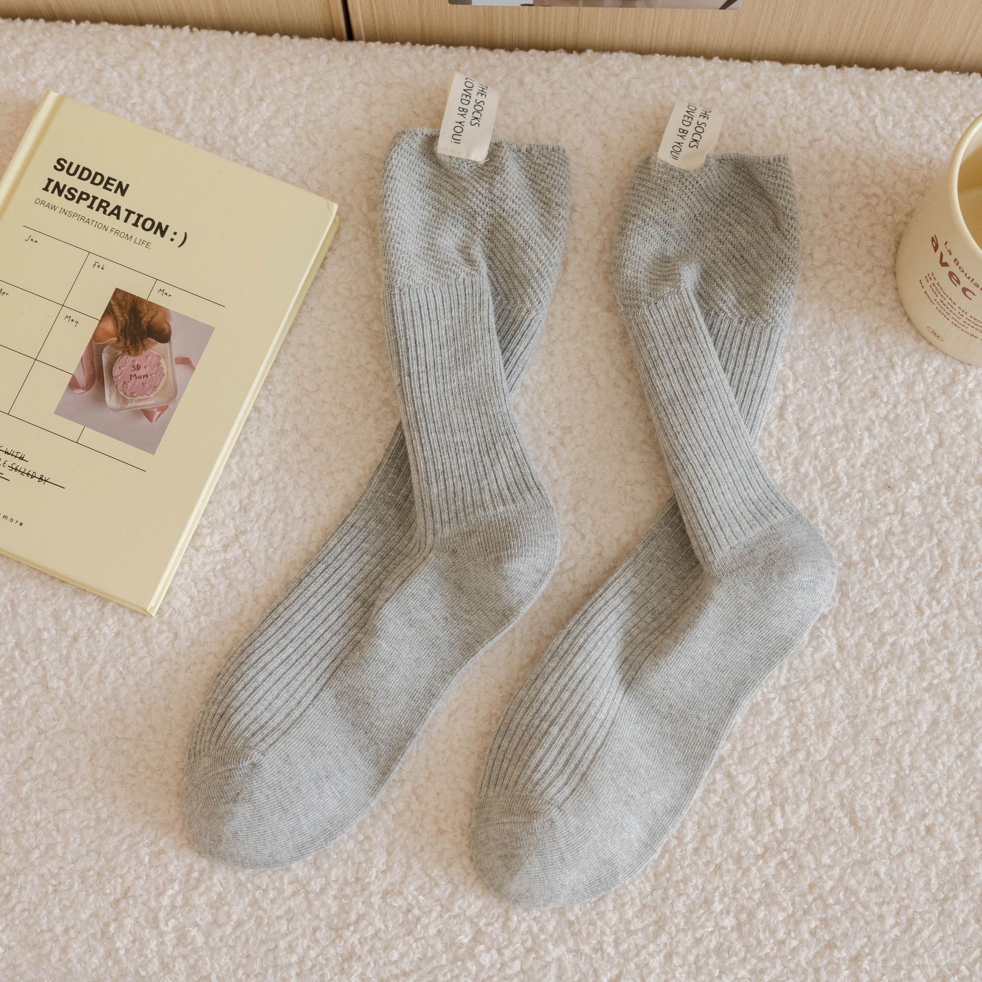 Meias Mid-Calf de Algodão