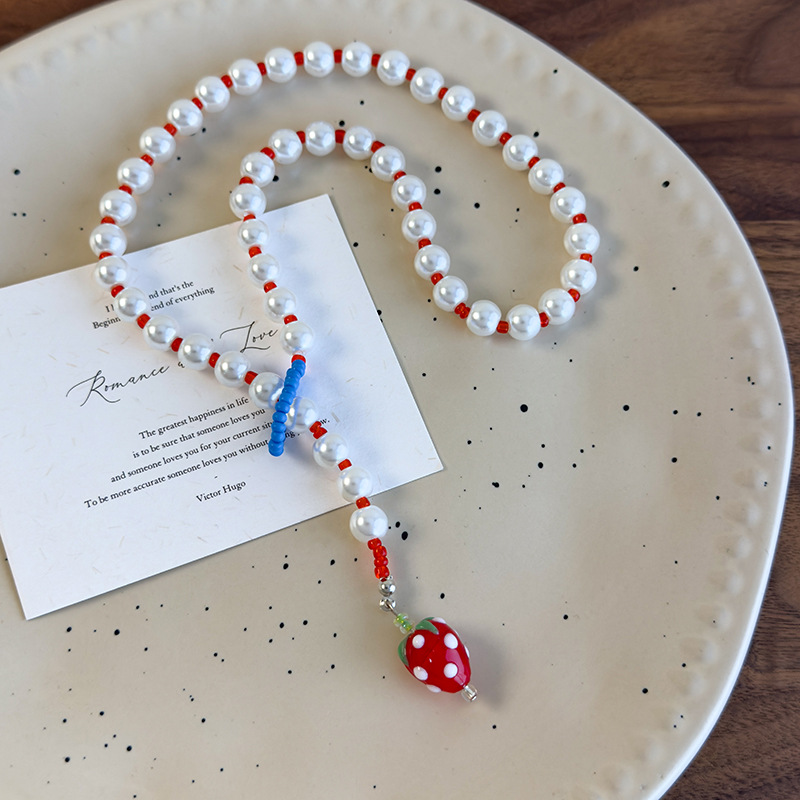 Намисто-чокер з полуничною перлиною