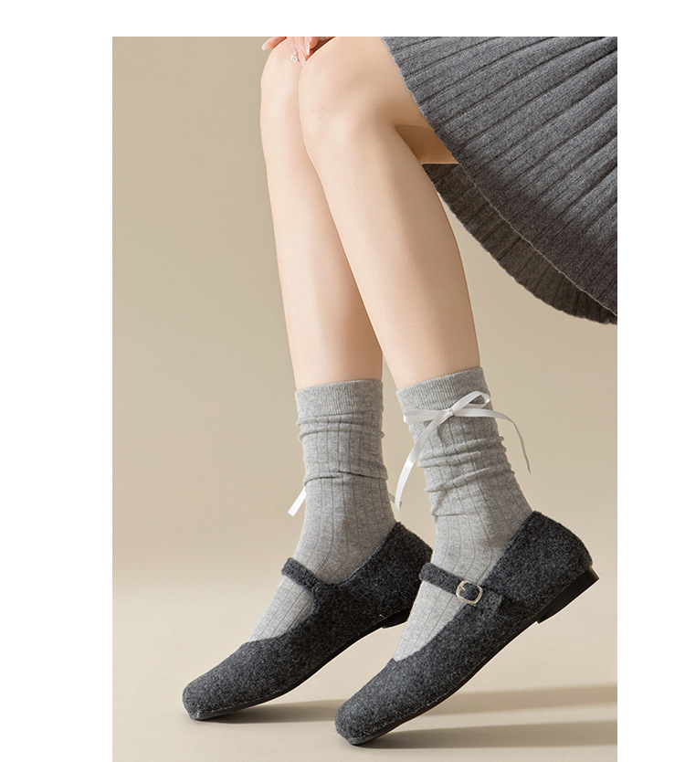 Meias Mid-Calf com Laço