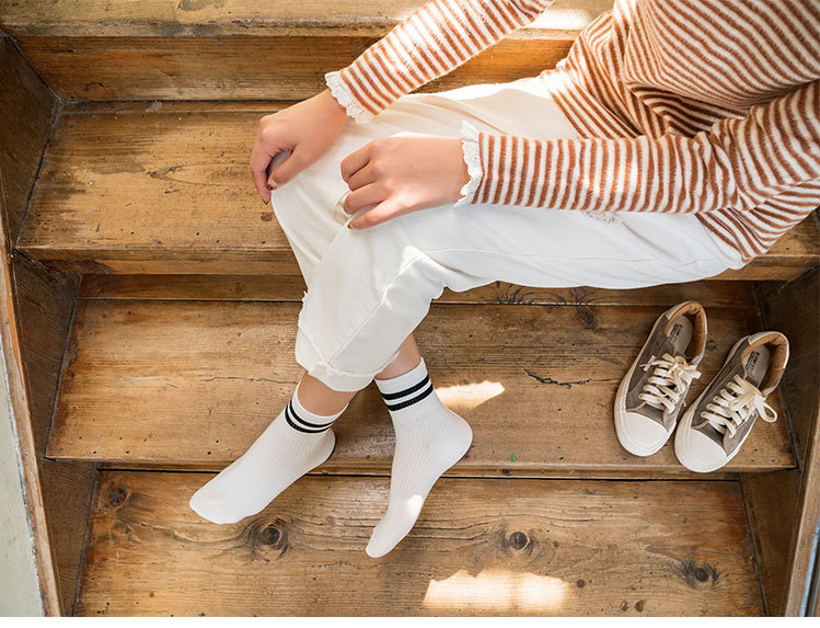 Женские Ребристые Носки с Двумя Полосками