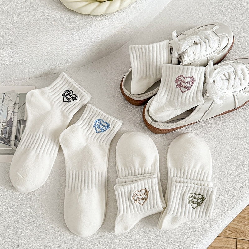 Broderade Hjärta Crew Strumpor