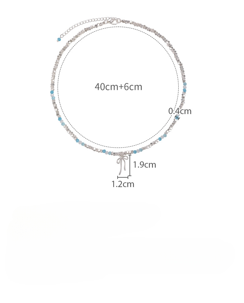 Collana con Fiocco Perle e Perline Blu