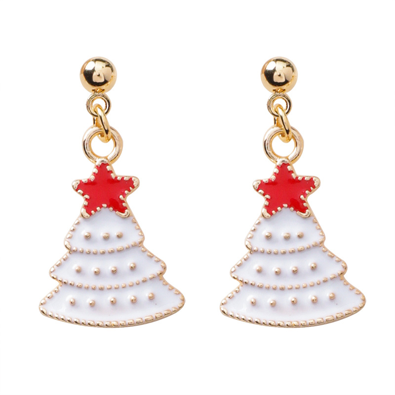 Сережки-гвоздики з ялинкою з емалі