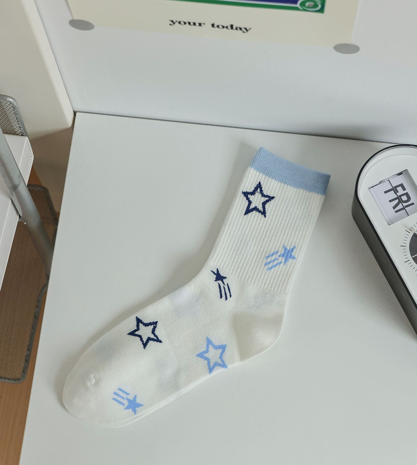 Meias Meia-Altura de Algodão com Letras