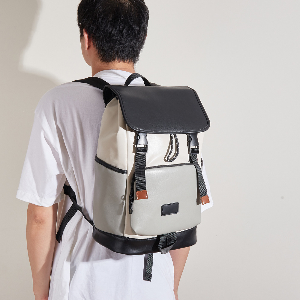 컬러 블록 대용량 노트북 백팩