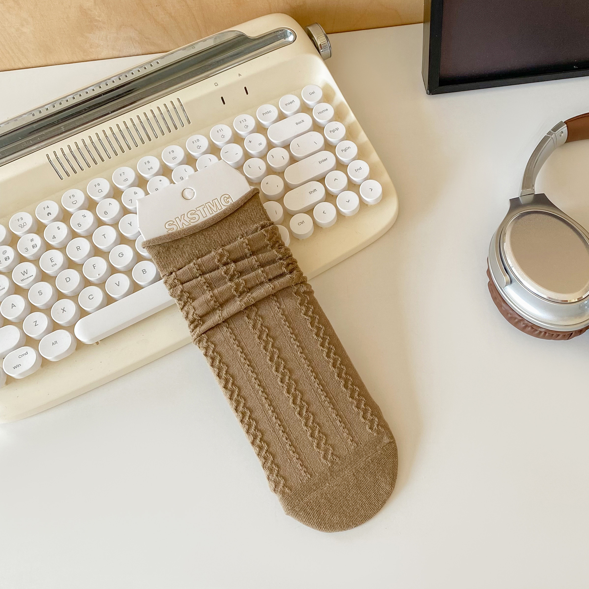 Meias de Algodão com Ponto de Tricô