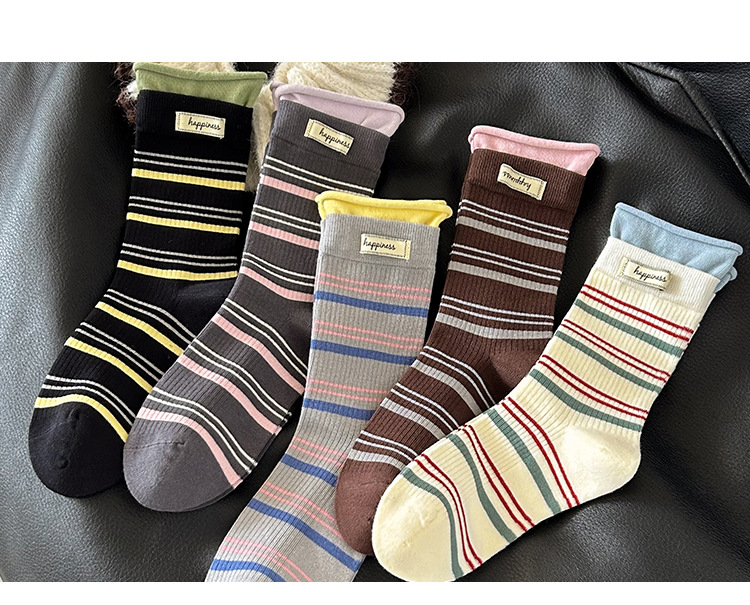 Dámské Žebrované Pruhované Podkolenky Slouch