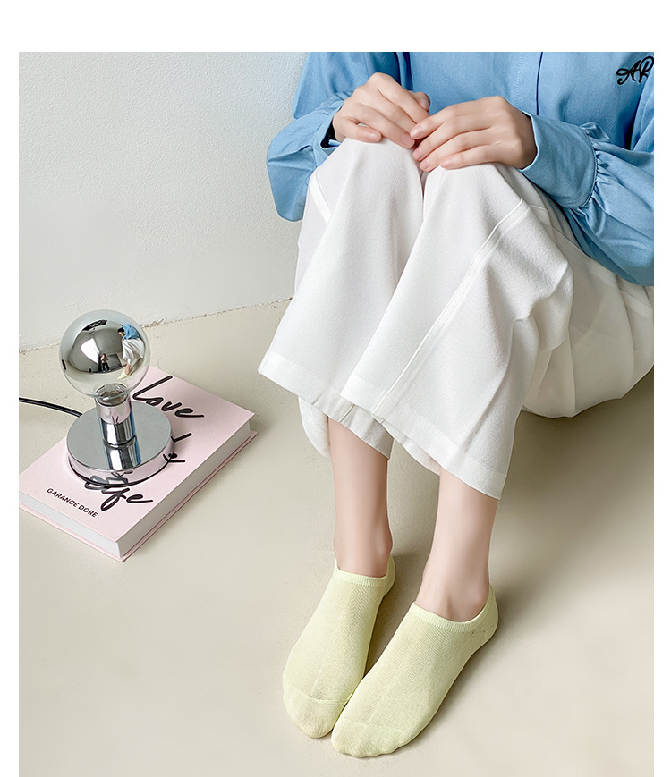 여성용 파스텔 컬러 인비저블 앵클 삭스