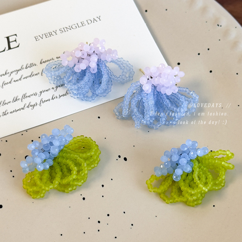 Orecchini con Perline di Cristallo Opaco