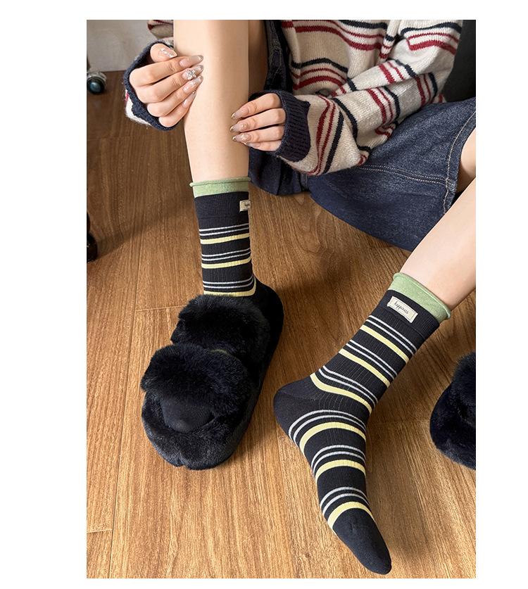 Dámské Žebrované Pruhované Podkolenky Slouch