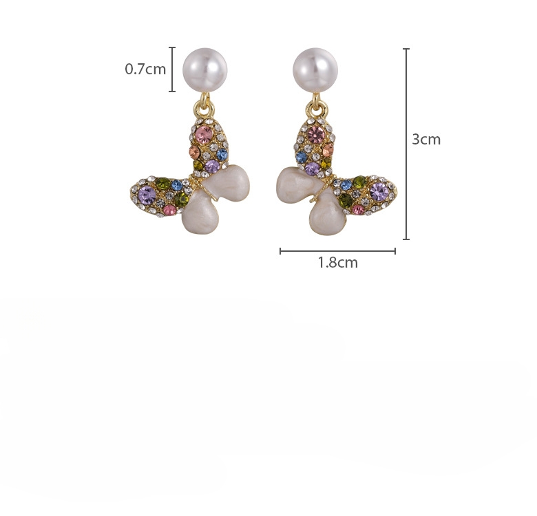 Orecchini Farfalla con Perle e Cristalli Colorati