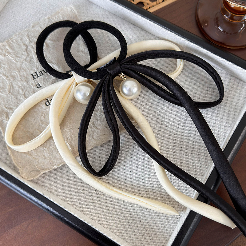 Fransk Hårsnodd med Rosett och Pärla