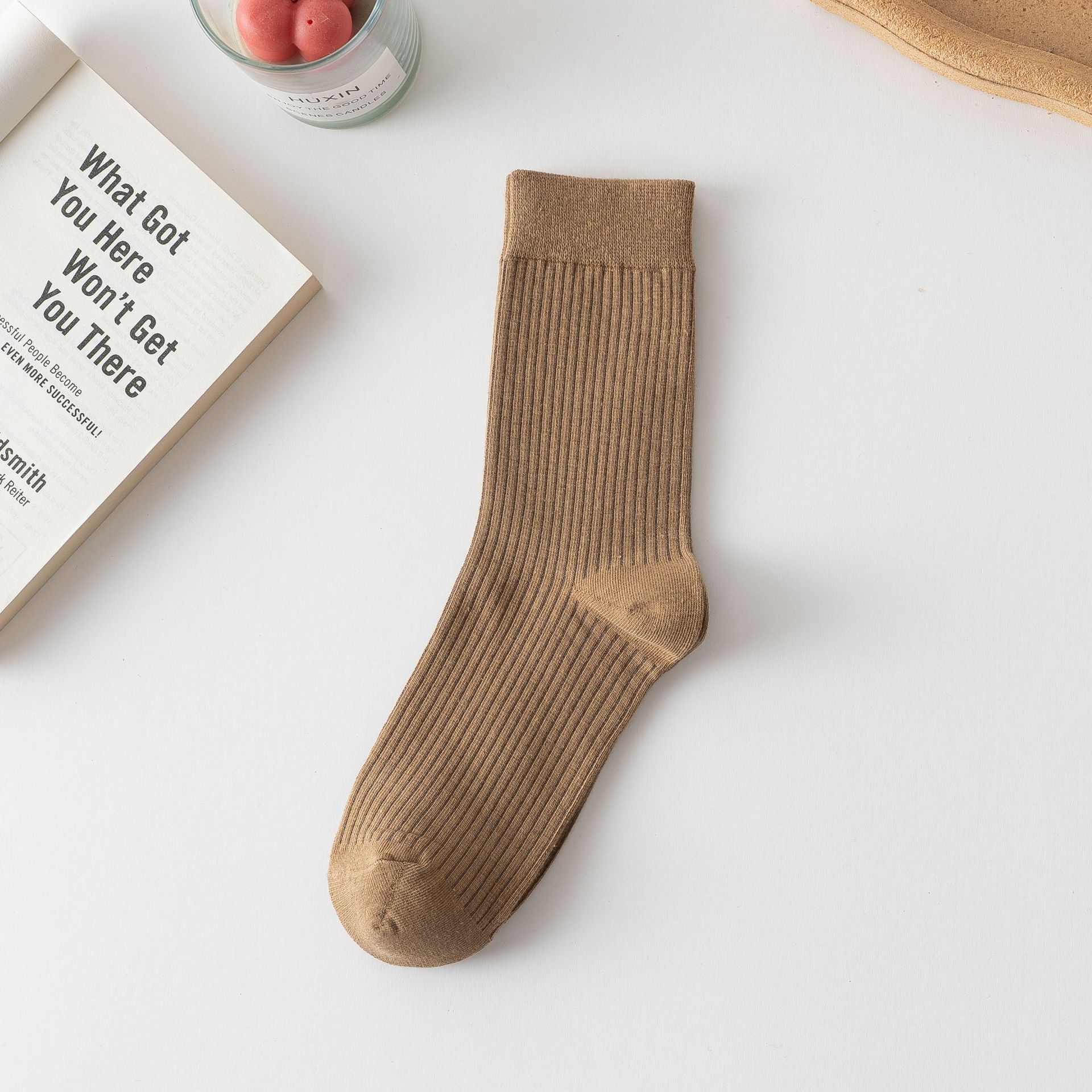 Meias Meia-Canela Cor Sólida para Mulheres