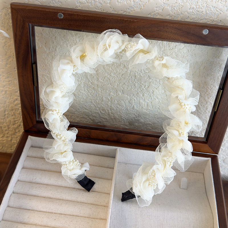 Bandă de Păr Mesh Ruffle Dantelă Mărgele