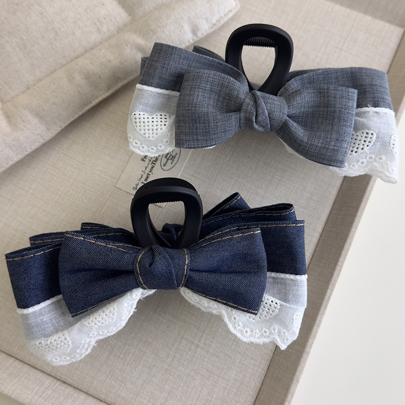 Agrafă de Păr cu Aplică Denim Franceză