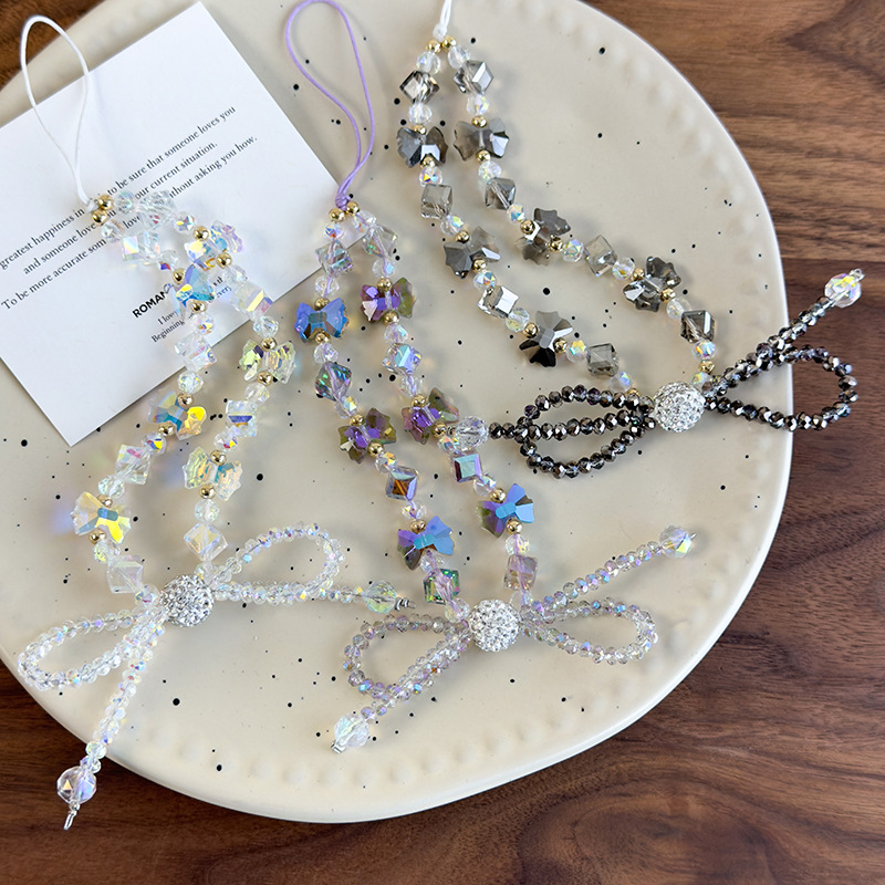 Crystal Bow Beaded Phone Strap