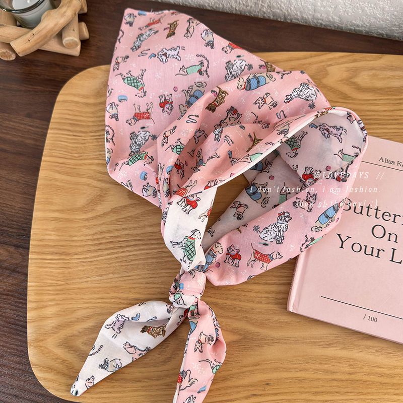 Dog Pattern Reversible Head Scarf
