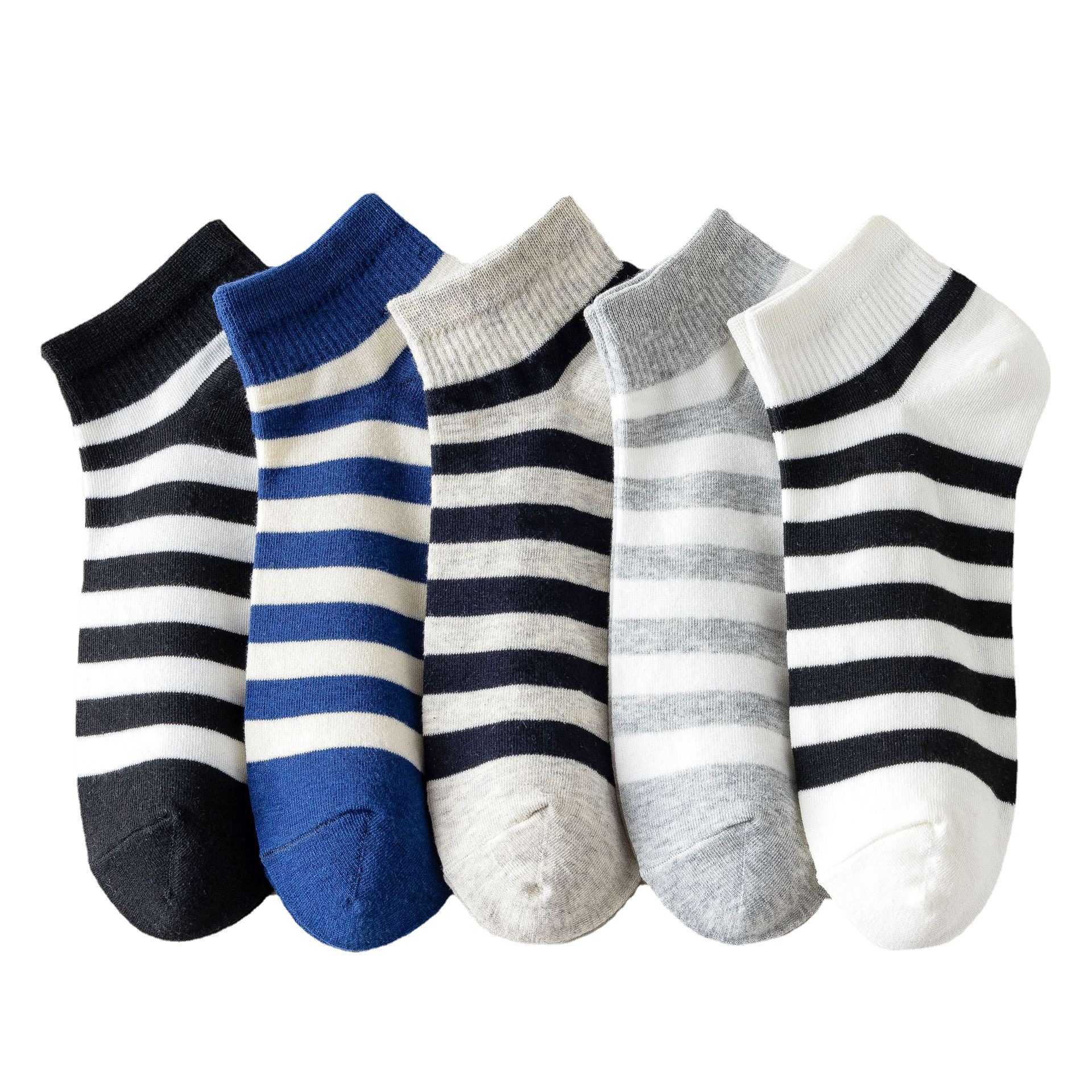 Heren Gestreepte No-Show Enkelsokken