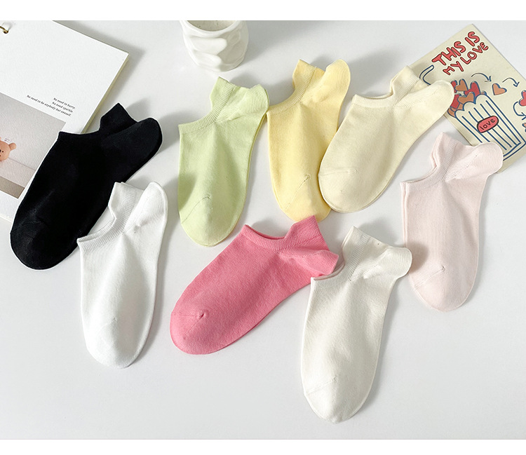 여성용 파스텔 컬러 인비저블 앵클 삭스