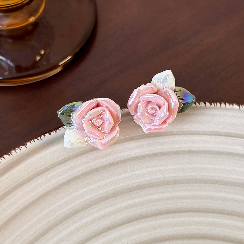 프렌치 빈티지 세라믹 플라워 이어링