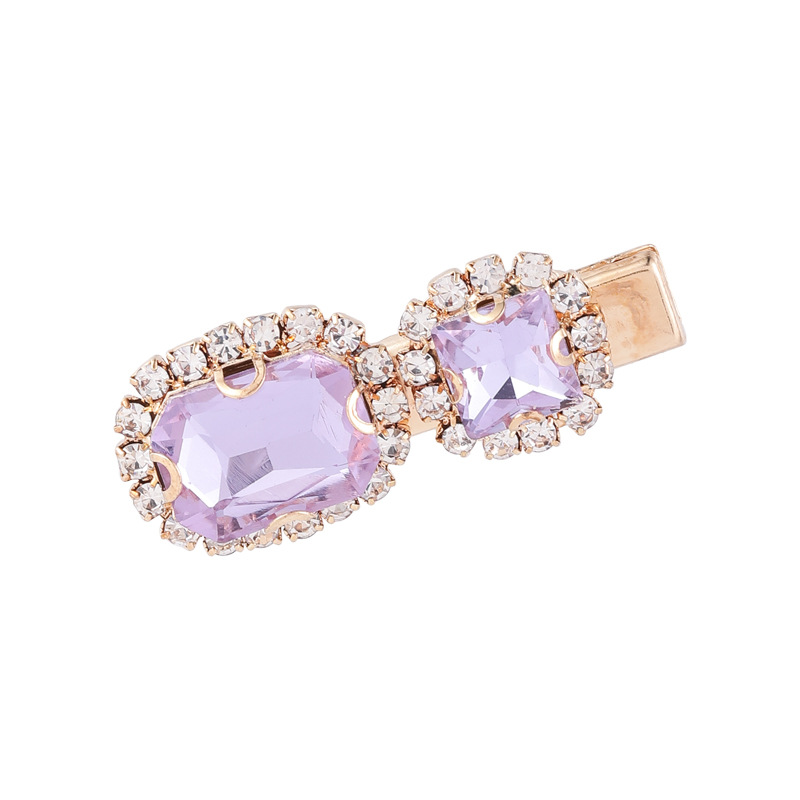 Agrafă de Păr Vintage cu Perlă Mov și Strass