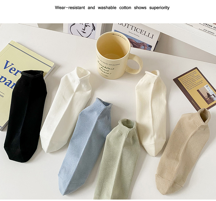レディース通気性コットンノーショーソックス