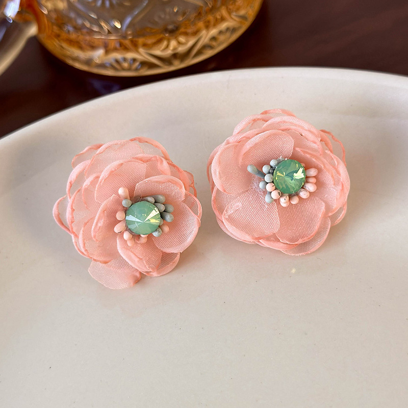 메쉬 플라워 이어링