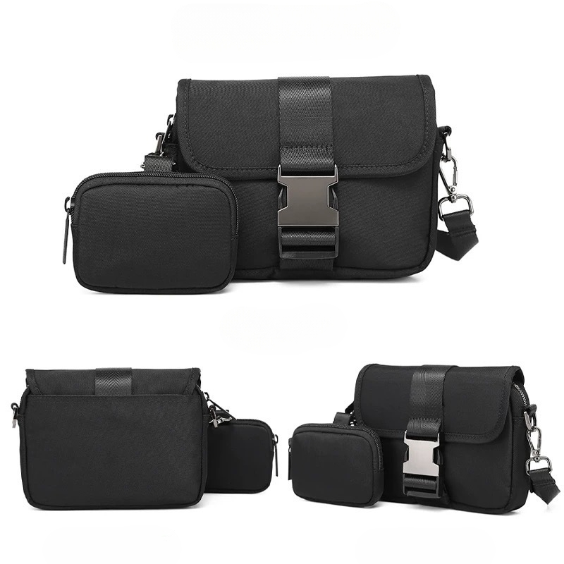 Saco Transversal Preto de Duas Peças para Homem