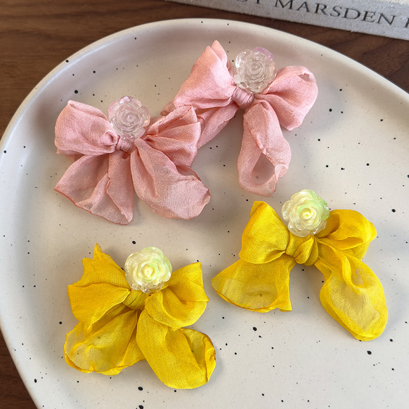 أقراط شيفون ربطة ووردة