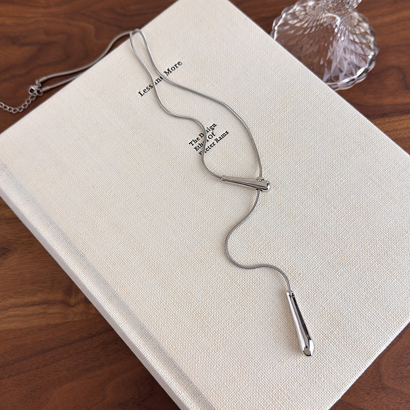 Мінімалістичний Намисто Зміїний Ланцюг з Підвіскою Краплею