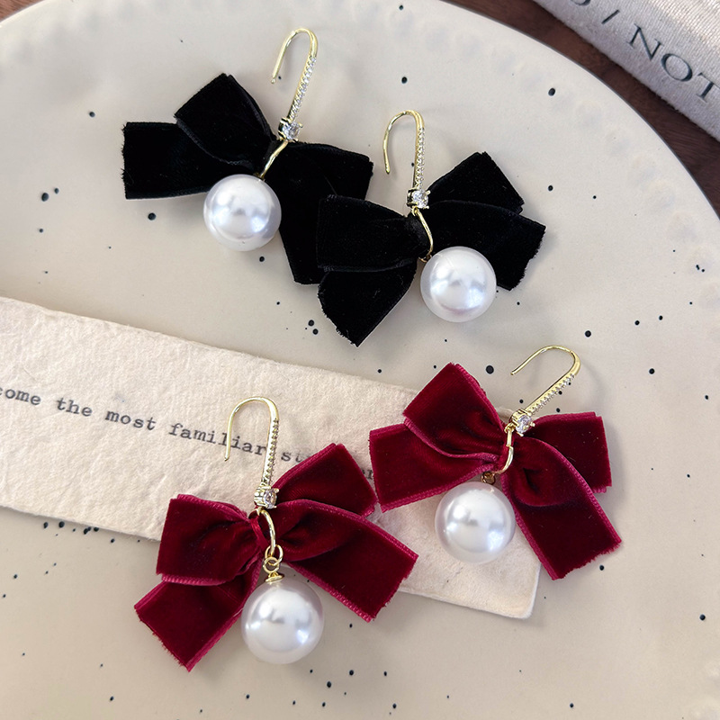 블랙 보우 펄 귀걸이