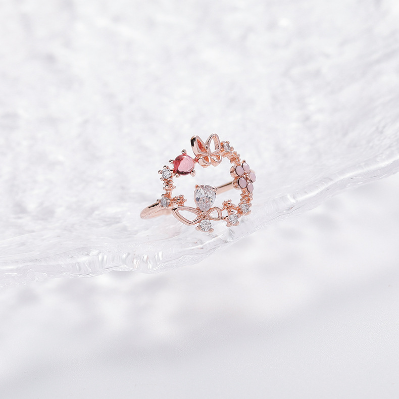 Floral Heart Open Ring